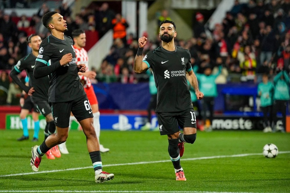 mohamed salah y trent alexander arnold en el girona liverpool de la champions league 2024 25 efe